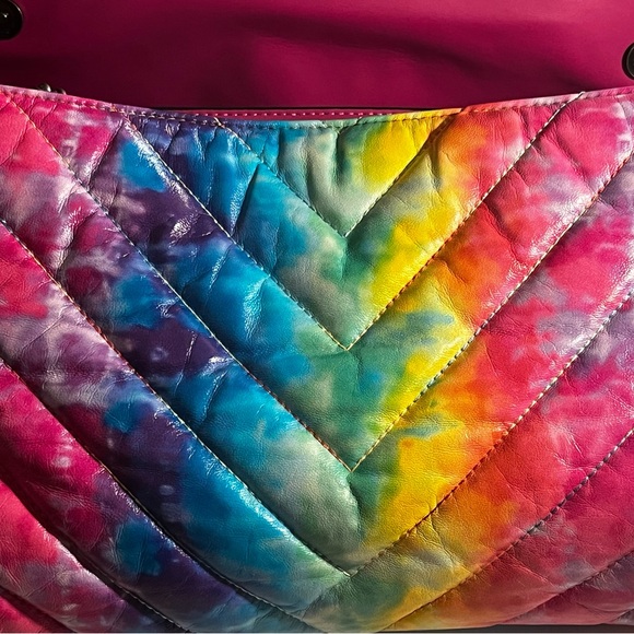 🌈 Kurt Geiger rainbow tie dye XL Kensington bag - one callout on back EUC - Picture 8 of 16
